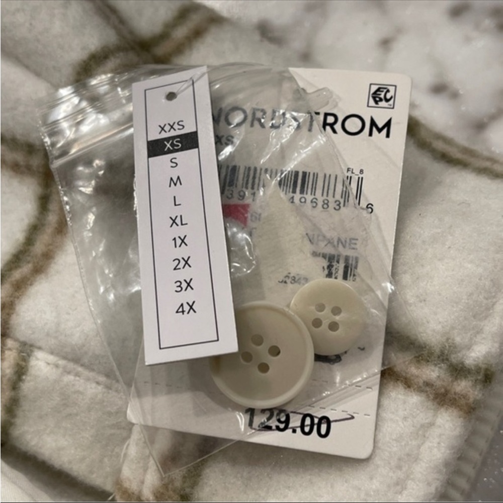 Women’s Treasure & Bond Plaid Puff Sleeve Shacket Shirt Jacket Ivory XS NWT - Picture 12 of 13